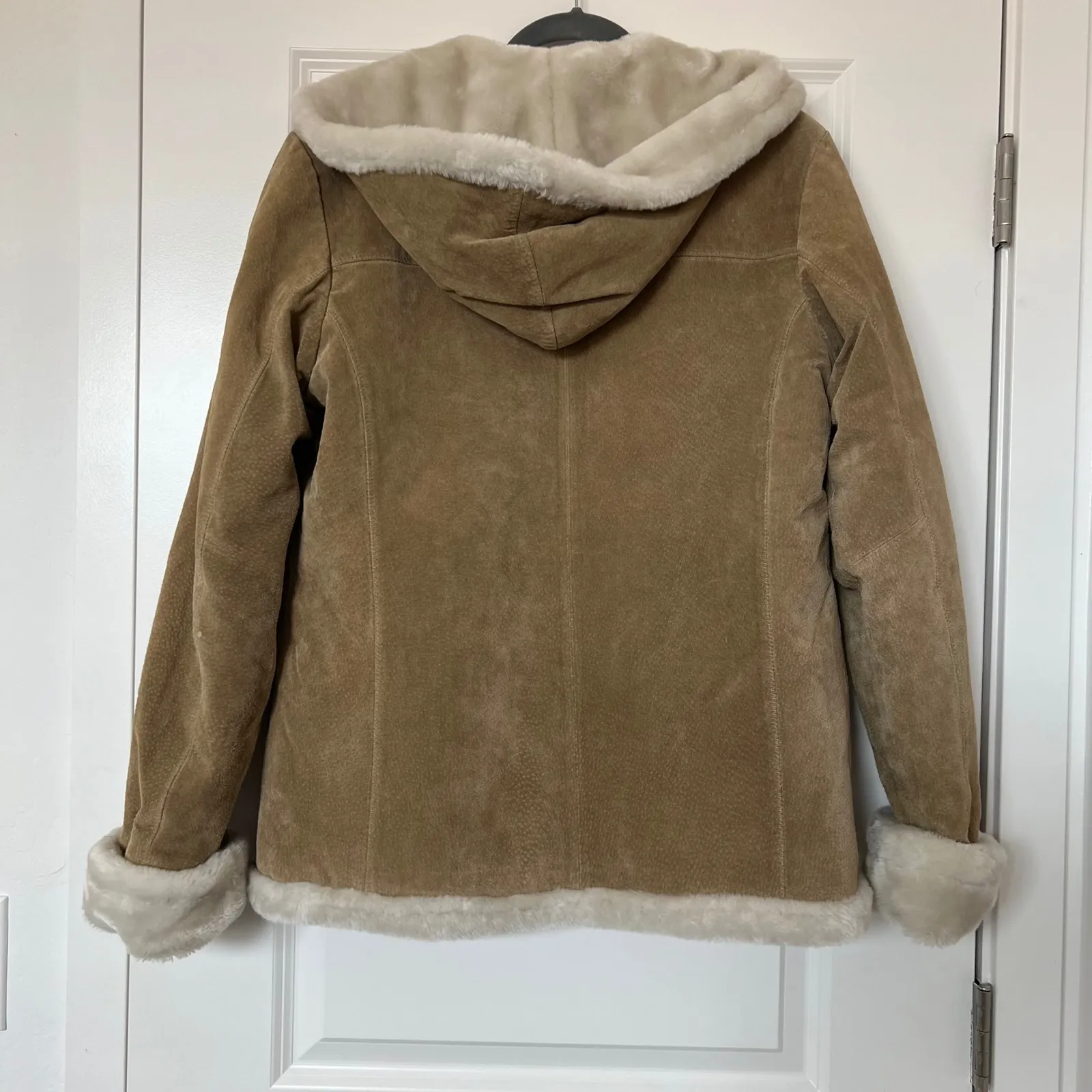 Adler Collection Suede Sherpa Lined Hooded Jacket Coat Size M Full Zip Brown Size M - Image 6