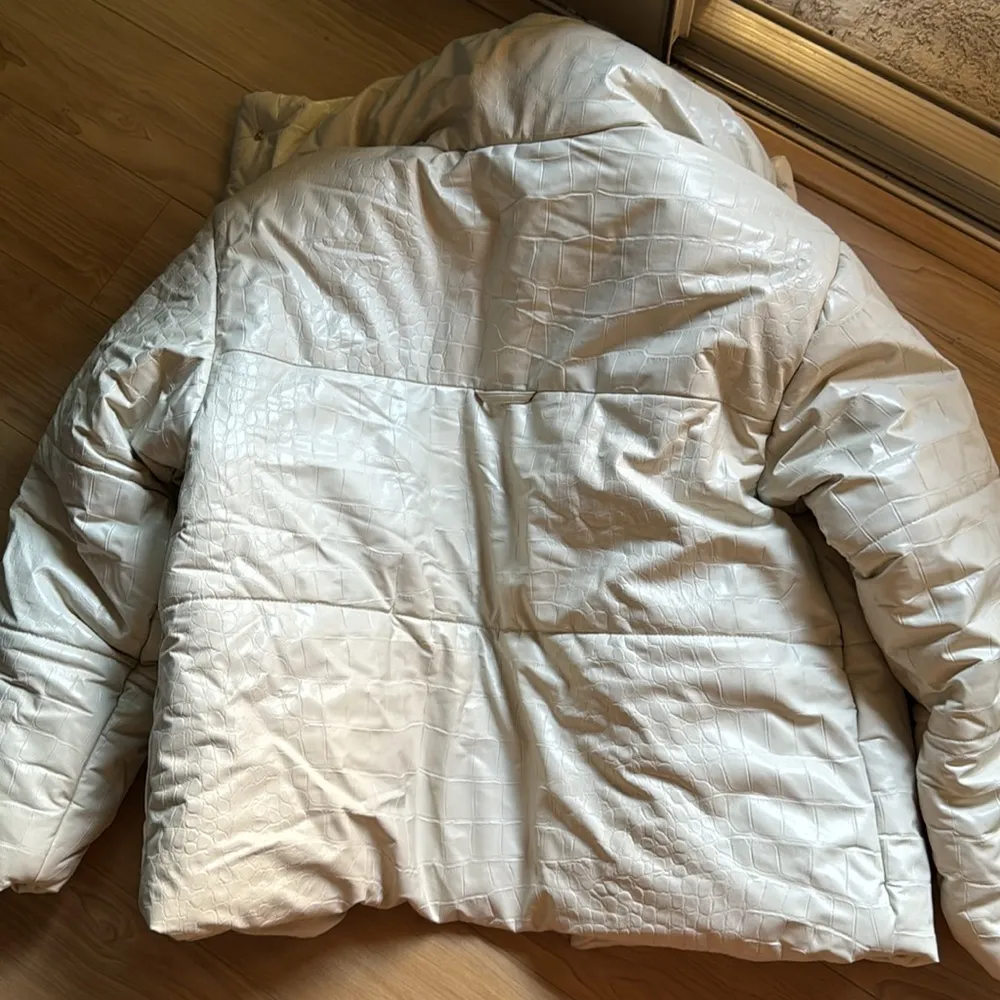 NANUSHKA Cream Hide Puffer Vegan Leather Jacket - Image 6