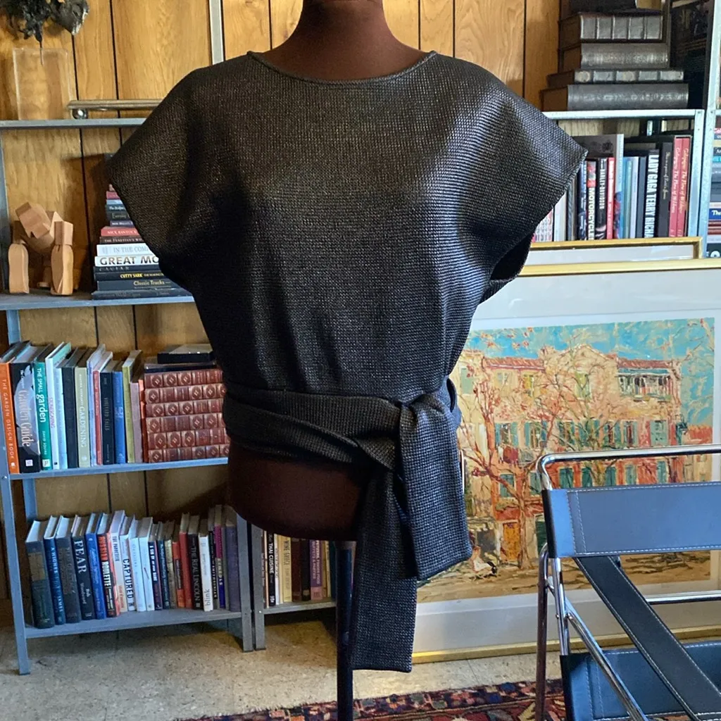 🆕 Jay Ahr Black Textured Top with Belt Size 34 - Image 6