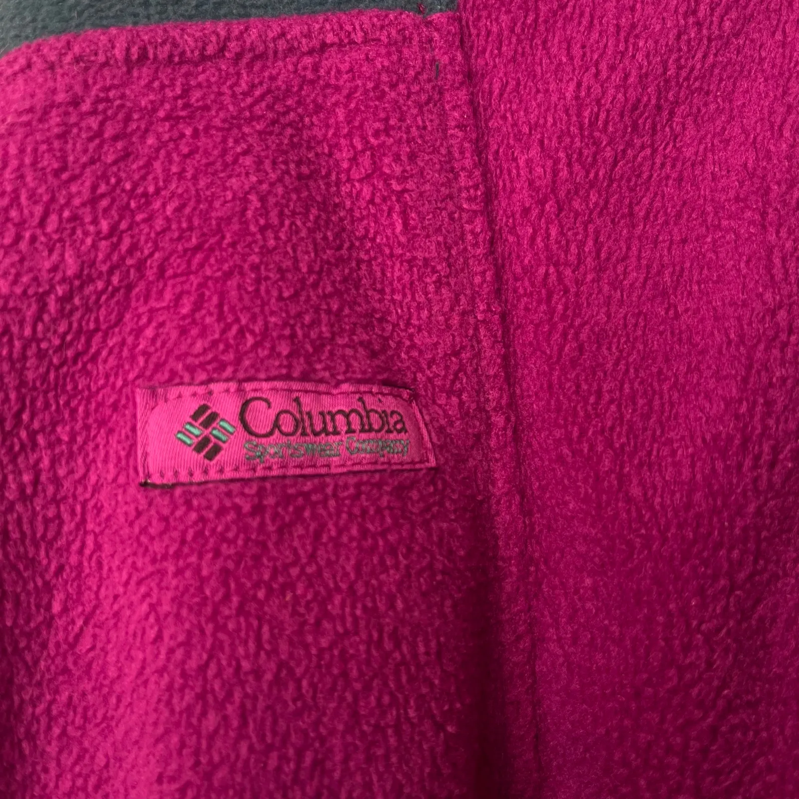 Vintage Columbia Two-Tone Fleece Jacket Purple Green Full Zip Retro Outdoor XL - Image 5