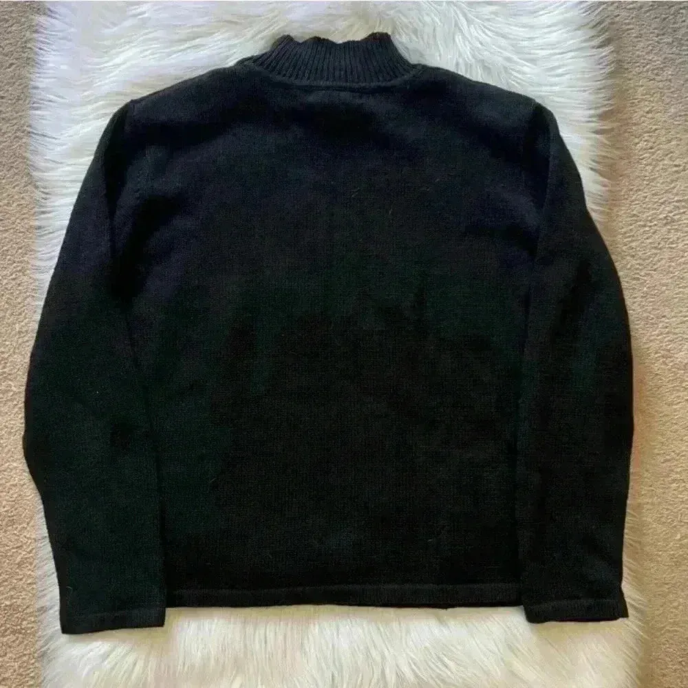 Vintage Christmas Dress Barn Mock Turtleneck Sweater Pointsettia and Holly Large - Image 3