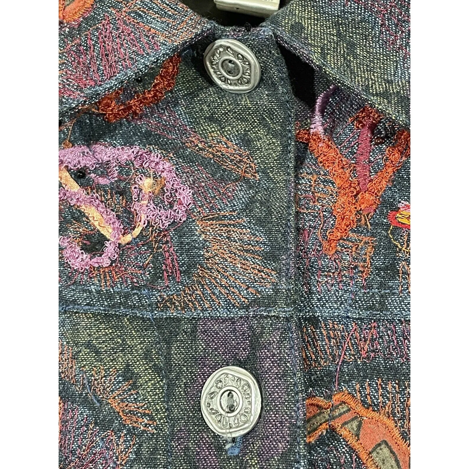 Chicos Soutache Embroidered Jacket Size 2 US 12 Art to Wear Artsy Boho Textured - Image 4