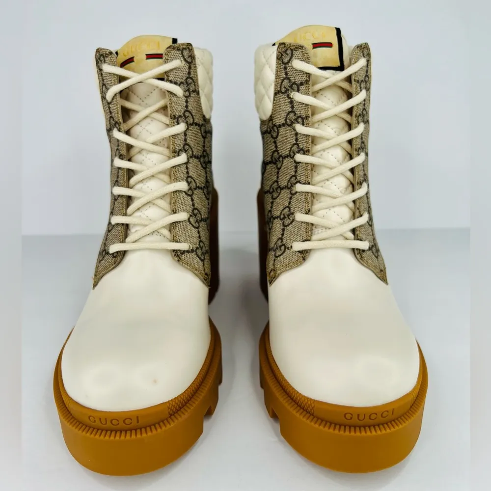 GUCCI Apollo GG Supreme Leather Kensington Supreme Platform Ankle Boots EU 40.5 - Image 4