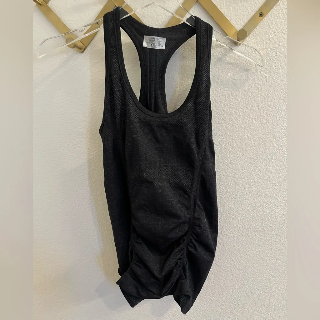 Athleta Fast Track Ruched Tank Top Racerback Dark Grey Running XS - Image 2