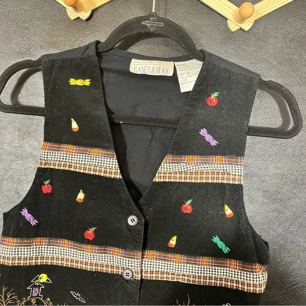 Casey & Max Black‎ Corduroy Halloween/Fall Vest Size Small Black - Image 3