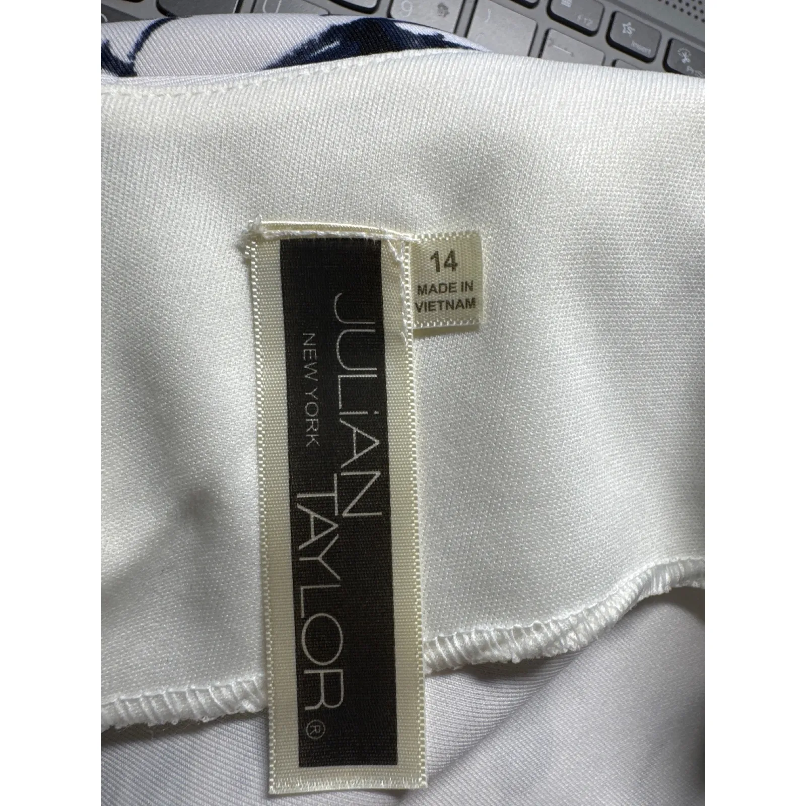 Julian Taylor Floral Print Sleeveless Dress Party Cocktail‎ White Pink 14 - Image 6