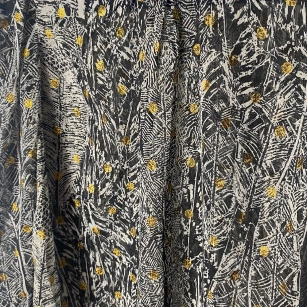 Aqua Women’s Size S Abstract Print Long Sleeve Blouse Lightweight Sheer Top - Image 4