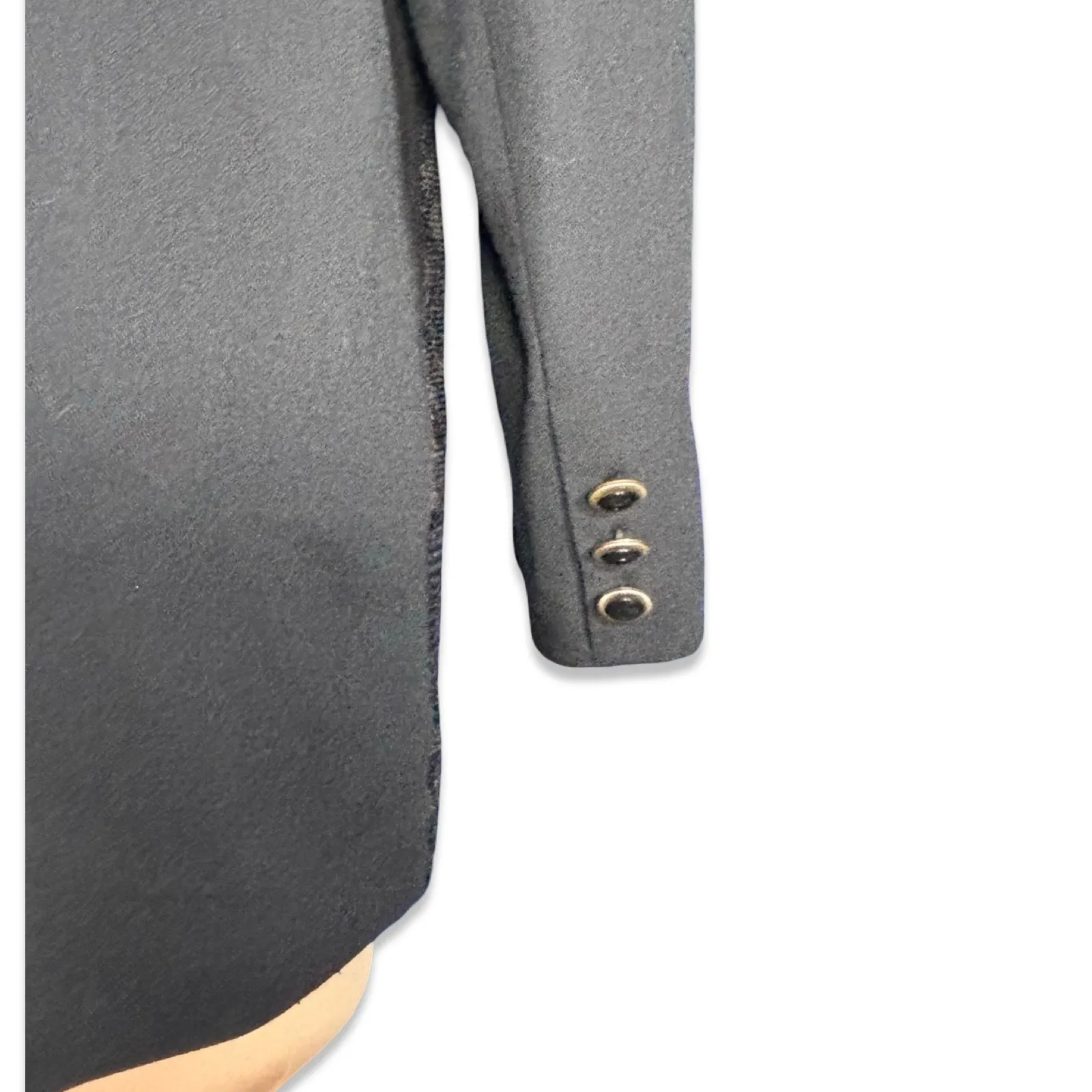 Vintage 80s Oversized Black Wool Blazer Lace Overlay Burgundy Satin Lapel Artsy Size L - Image 6