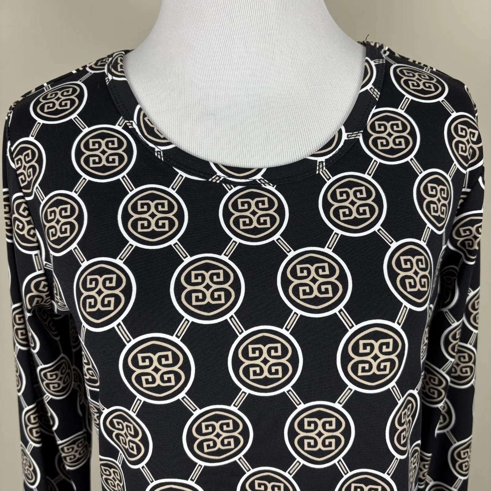 LULU B Dress Womens XS Black Geometric 3/4 Sleeve UPF 50 Travel‎ Resort Nylon - Image 6