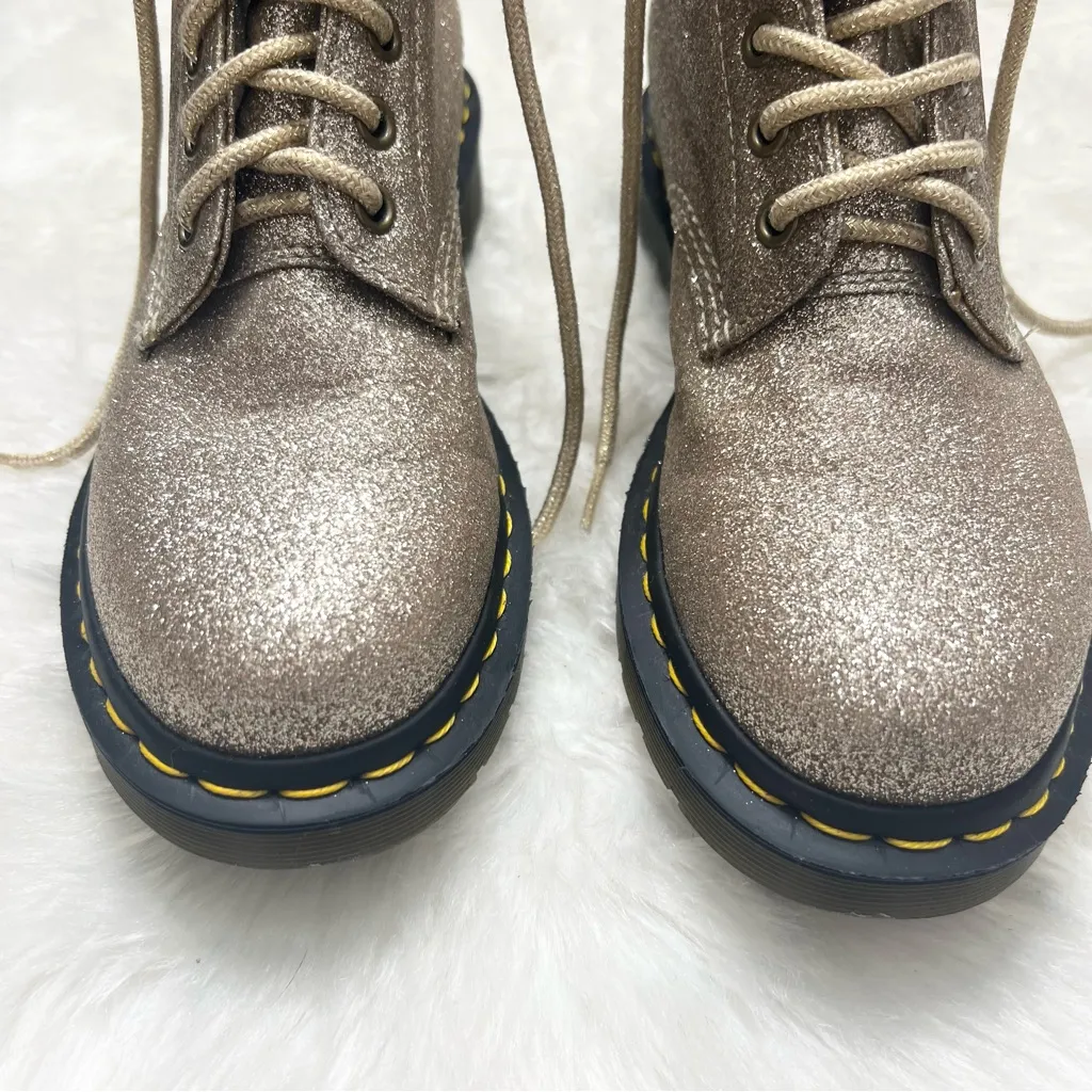 Dr. Martens Gold Glitter Lace-Up Combat Boots Size 7 LIKE NEW 1460 Pascal - Image 2