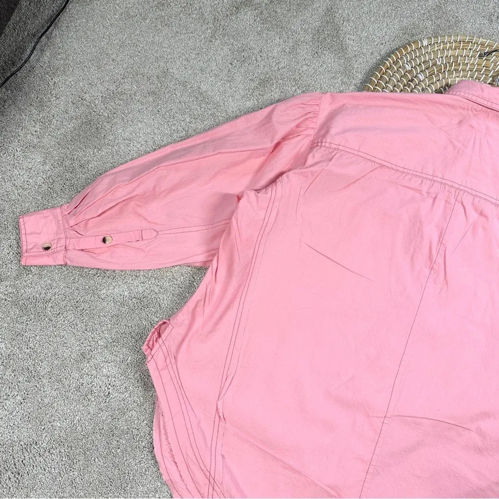 Free People We The Free Happy Hour Poplin Top Oversized Longsleeve Pink XS - Image 11