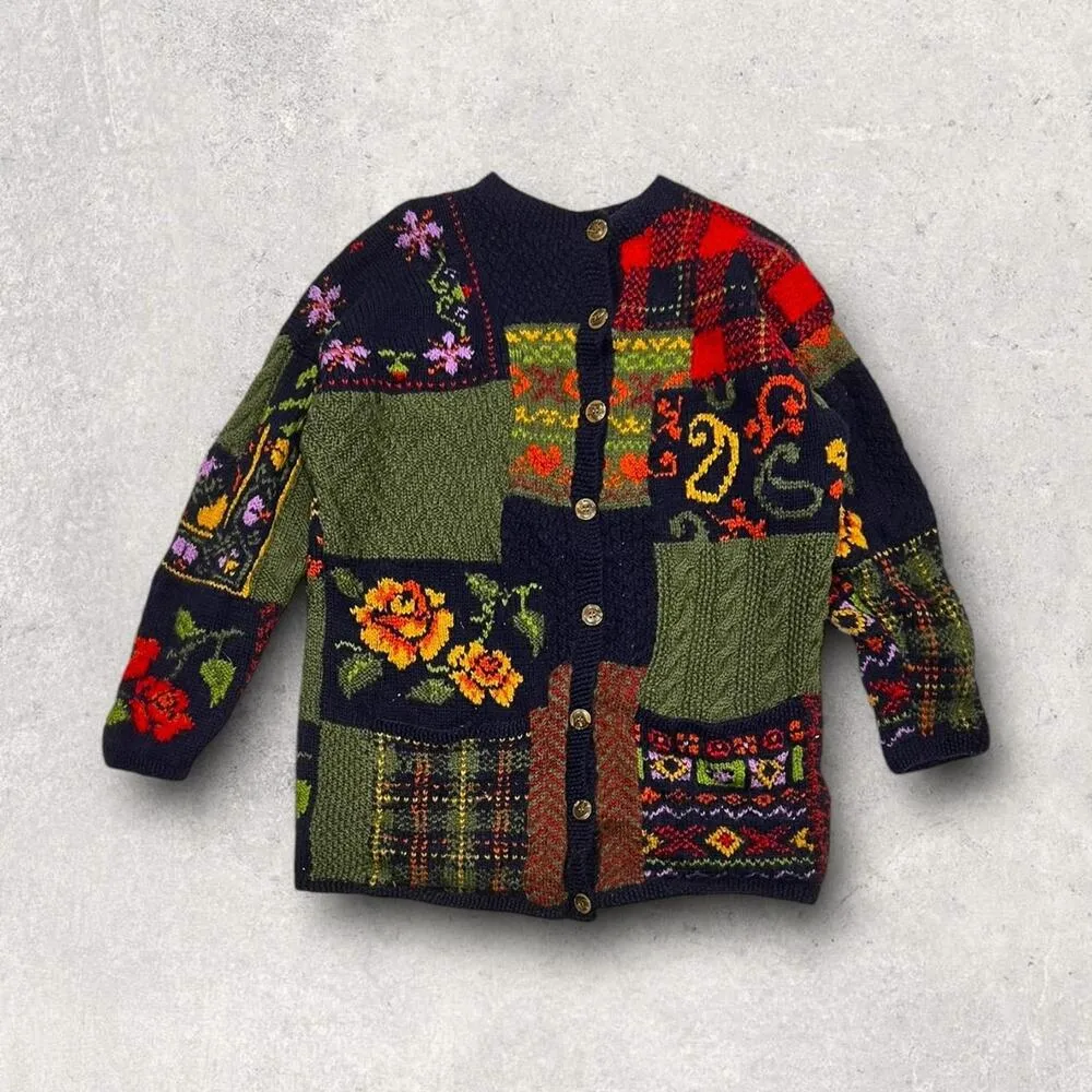 β
Laura Ashley Patchwork Knitted Cardigan w/ Multicolor Floral & Plaid Design β
- Image 2