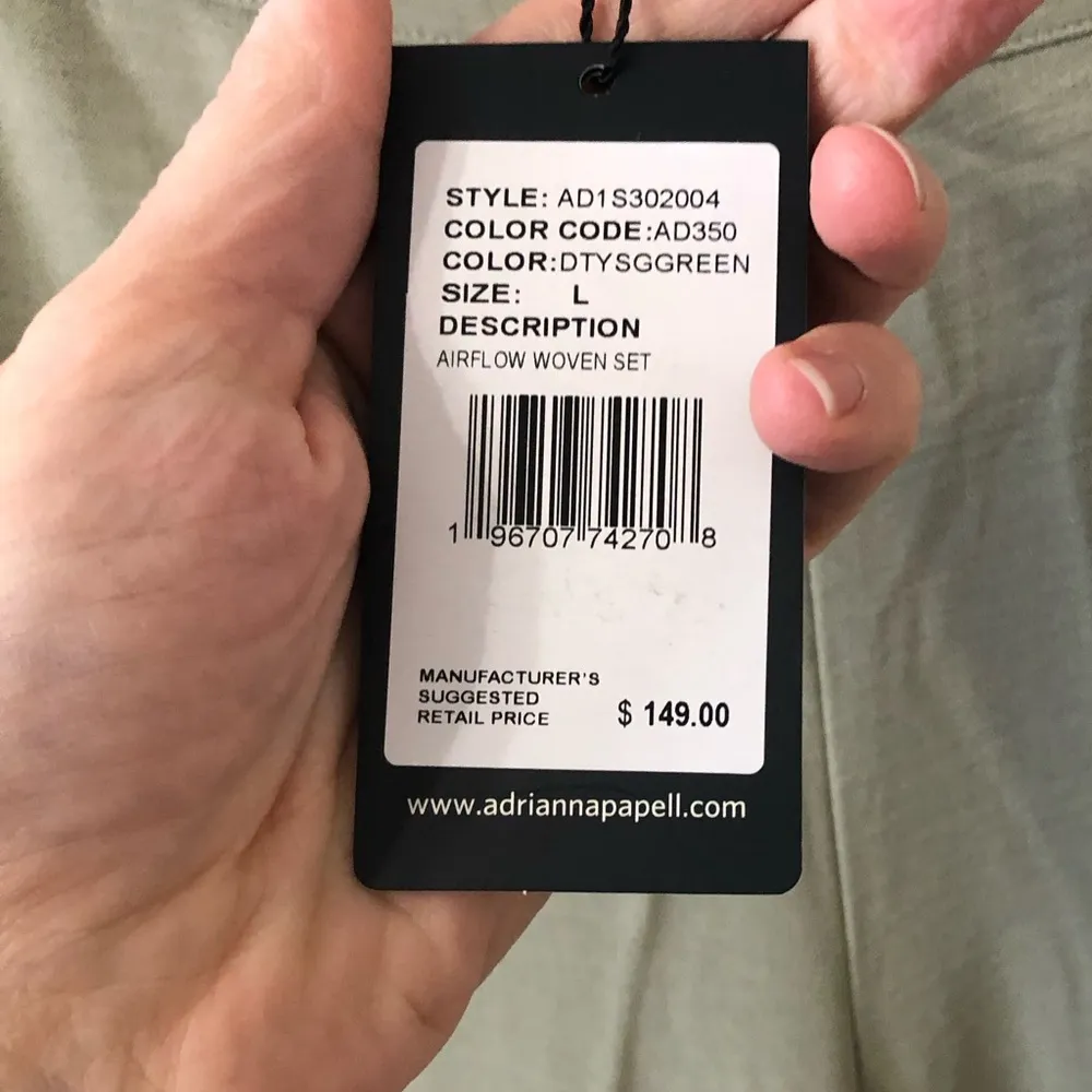 NWT Adrianna Papell Airflow Woven Dusty Sage Green Pants - Size Large - Image 3