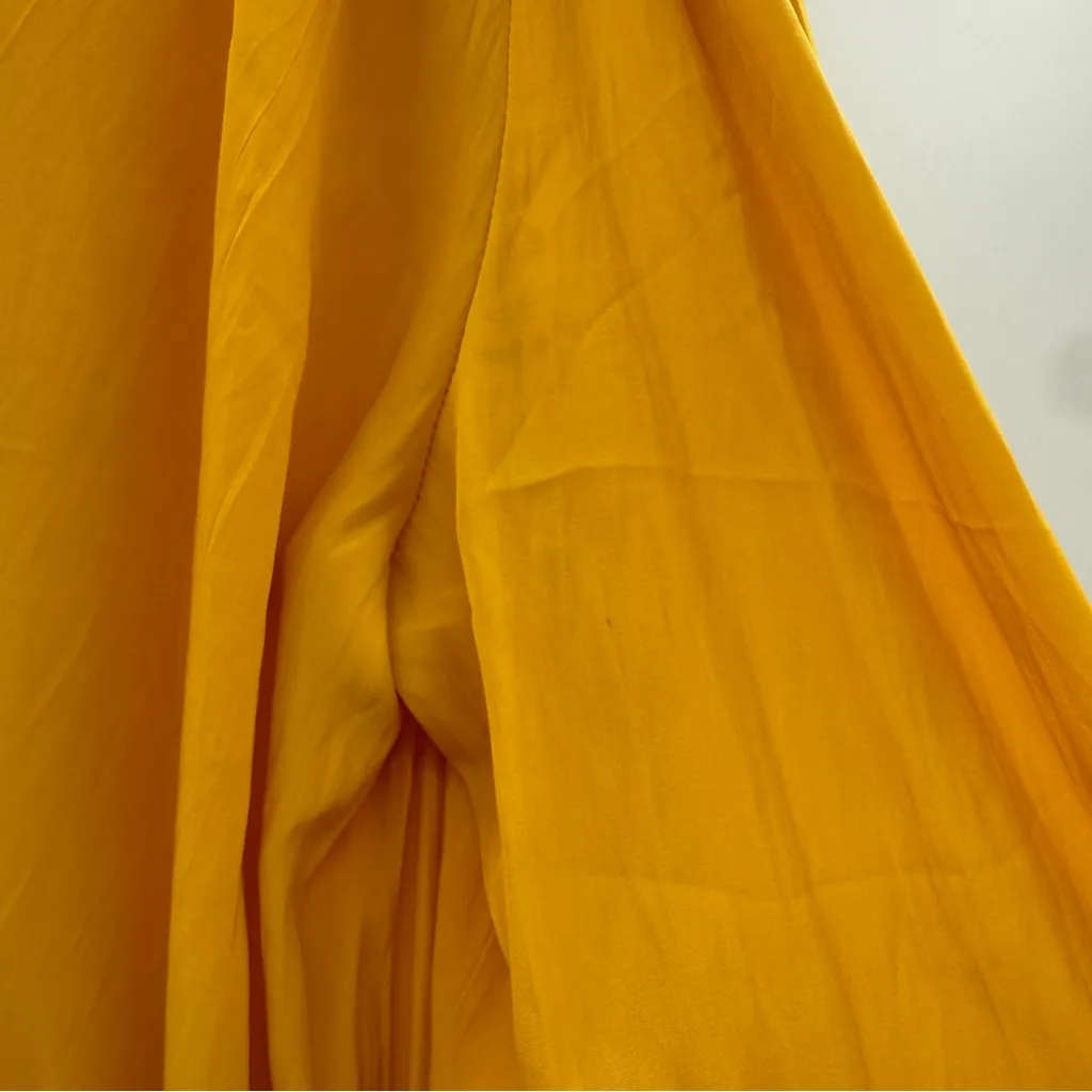 Ramy Brook Evan Marigold Ruched Mini Dress Women’s‎ Size 8 Long Sleeve V Neck - Image 9