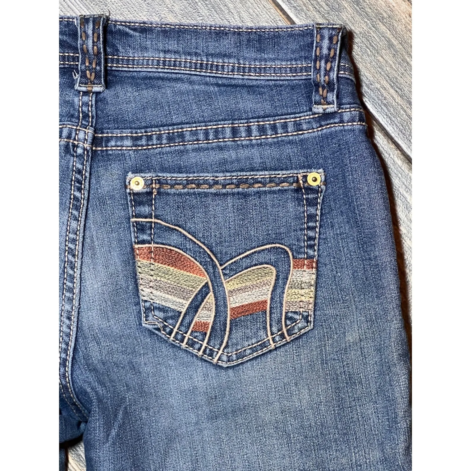 Old Navy Ultra Blue Flare Boot Jeans Women Size 2R Low Rise Denim Boho Festival - Image 11