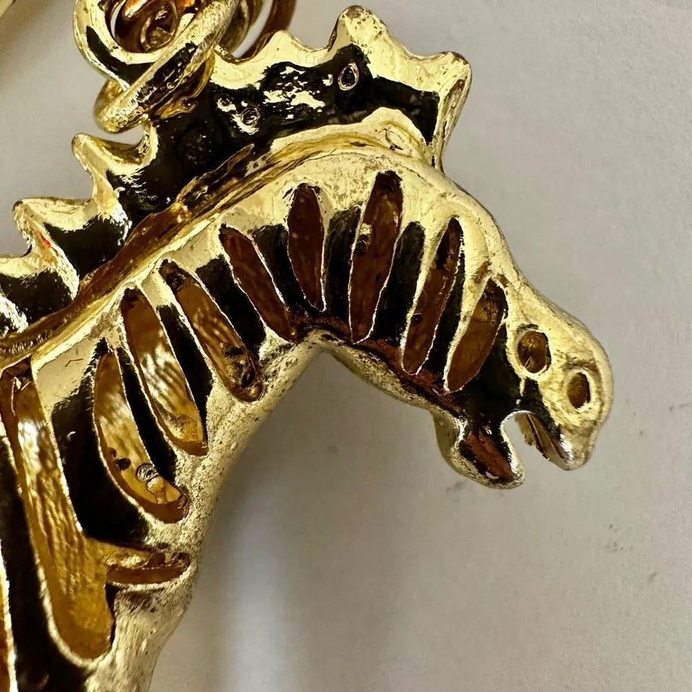 Gold tone black and rhinestone zebra keychain - Image 8