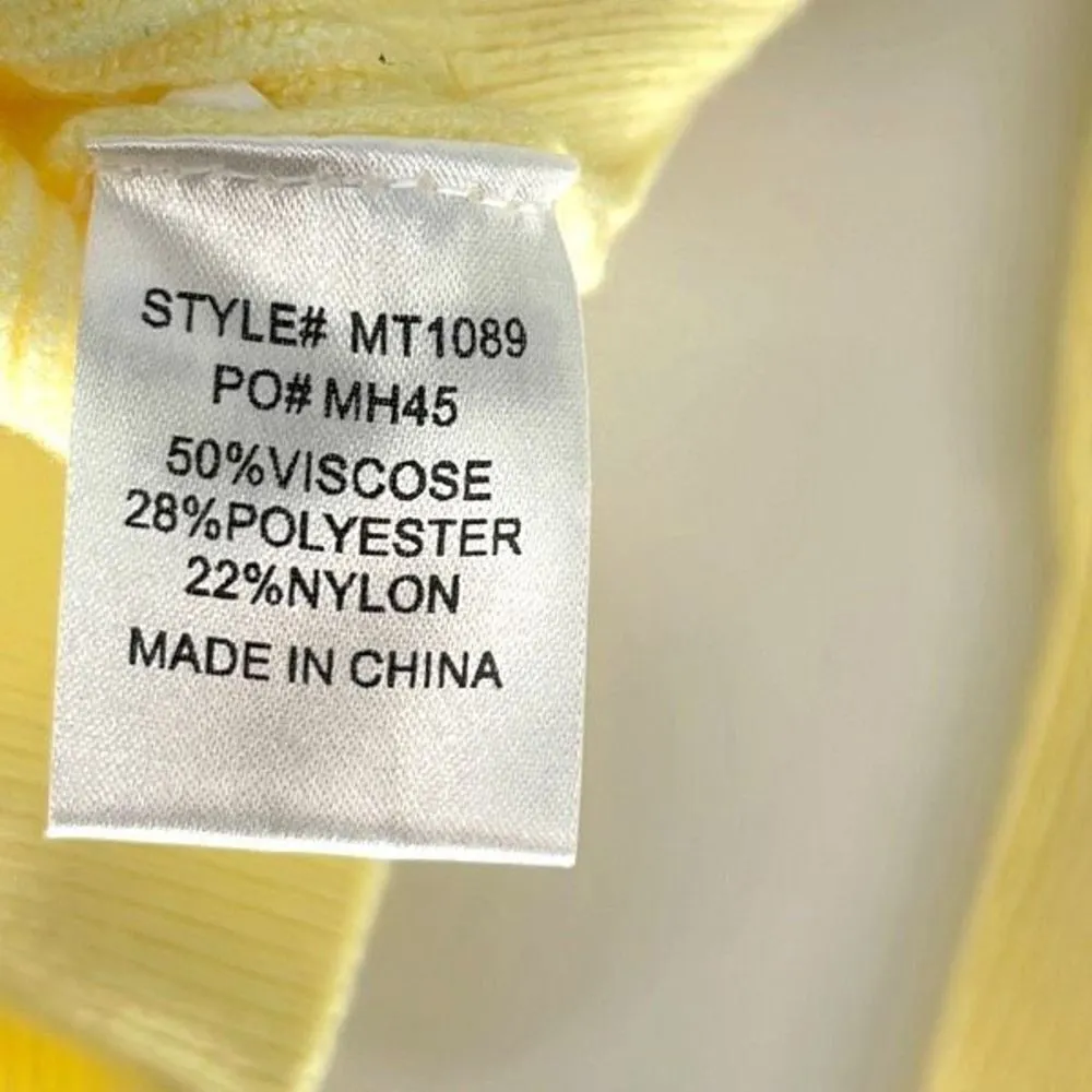 Mimosa‎ Women's Ribbed Knit Cropped Pullover Sweater Yellow Size Medium - Image 4