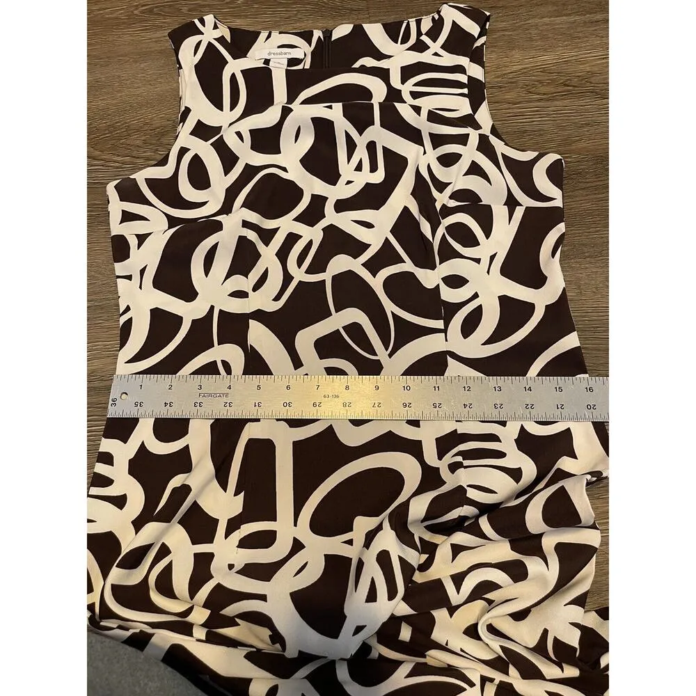 Dress Barn sleeveless Sheath Dress Brown/Ivory geometric size 8 career spandex - Image 7