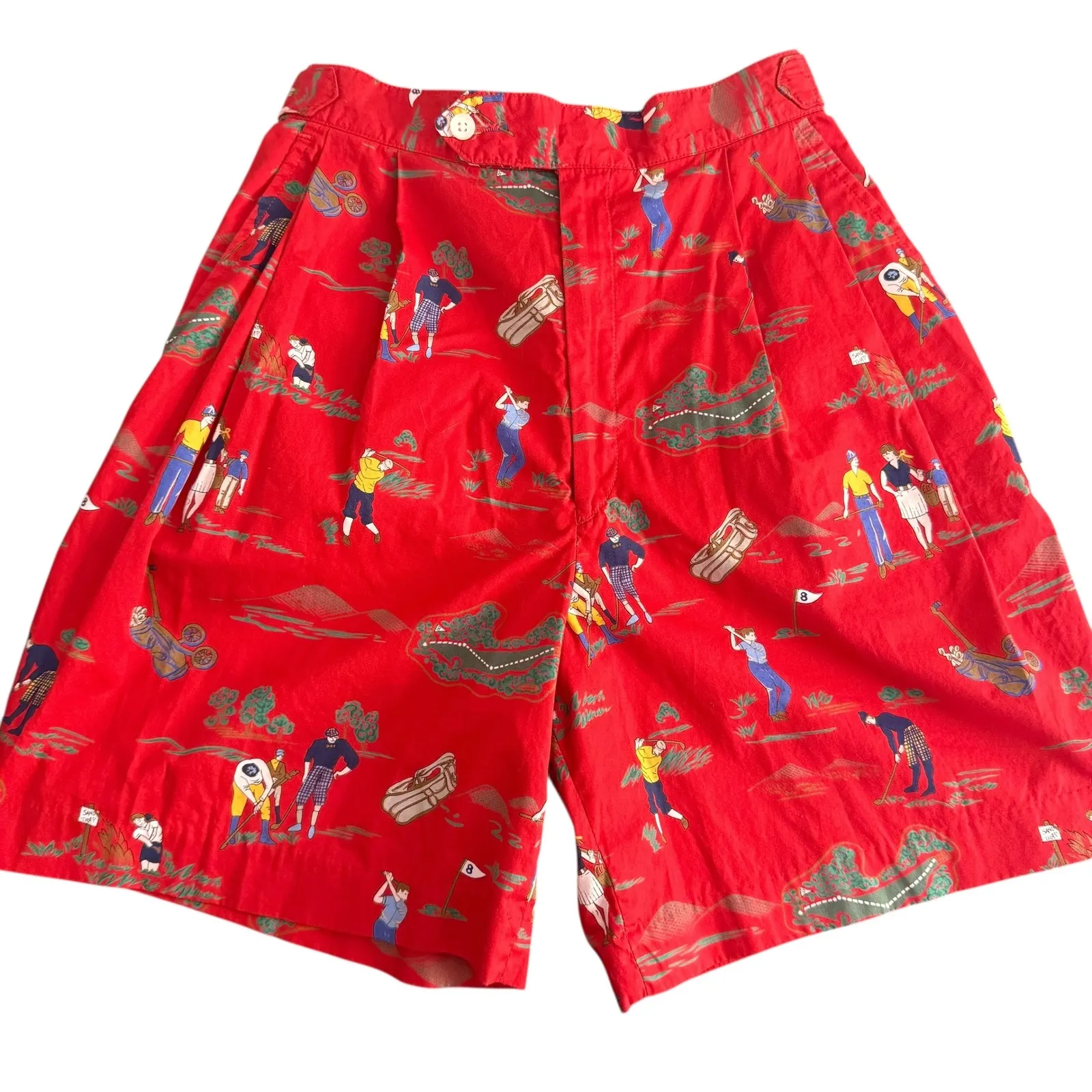 Vintage Womens Novelty Print Golf Shorts‎ Size 10 USA Made High Waited Retro Red - Image 6