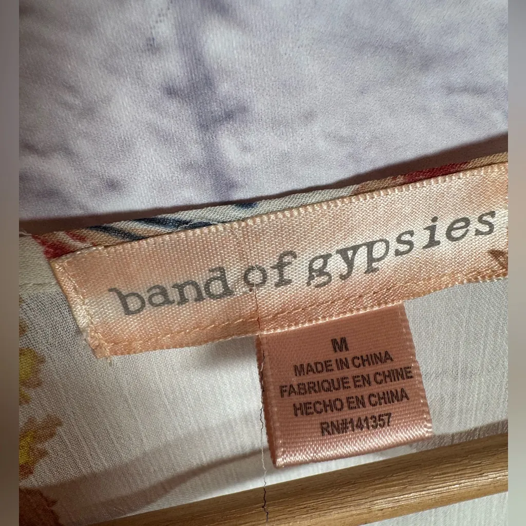 Band of Gypsies Womens medium‎ Sheer Kimono Duster Cardigan Floral Multi-Color - Image 2