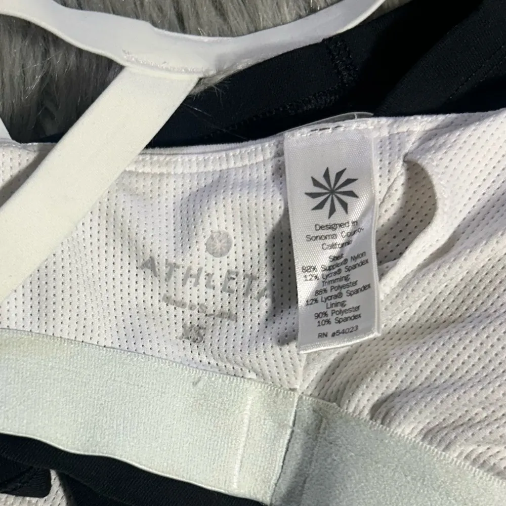 ATHLETA Strappy Stealth Sports Bra Black and White Sports Bra Size XSmall - Image 3