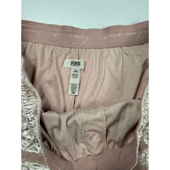 PINK Victoria's Secret Crushed‎ Velvet Sleep Shorts Pajama Loungewear Large - Image 4