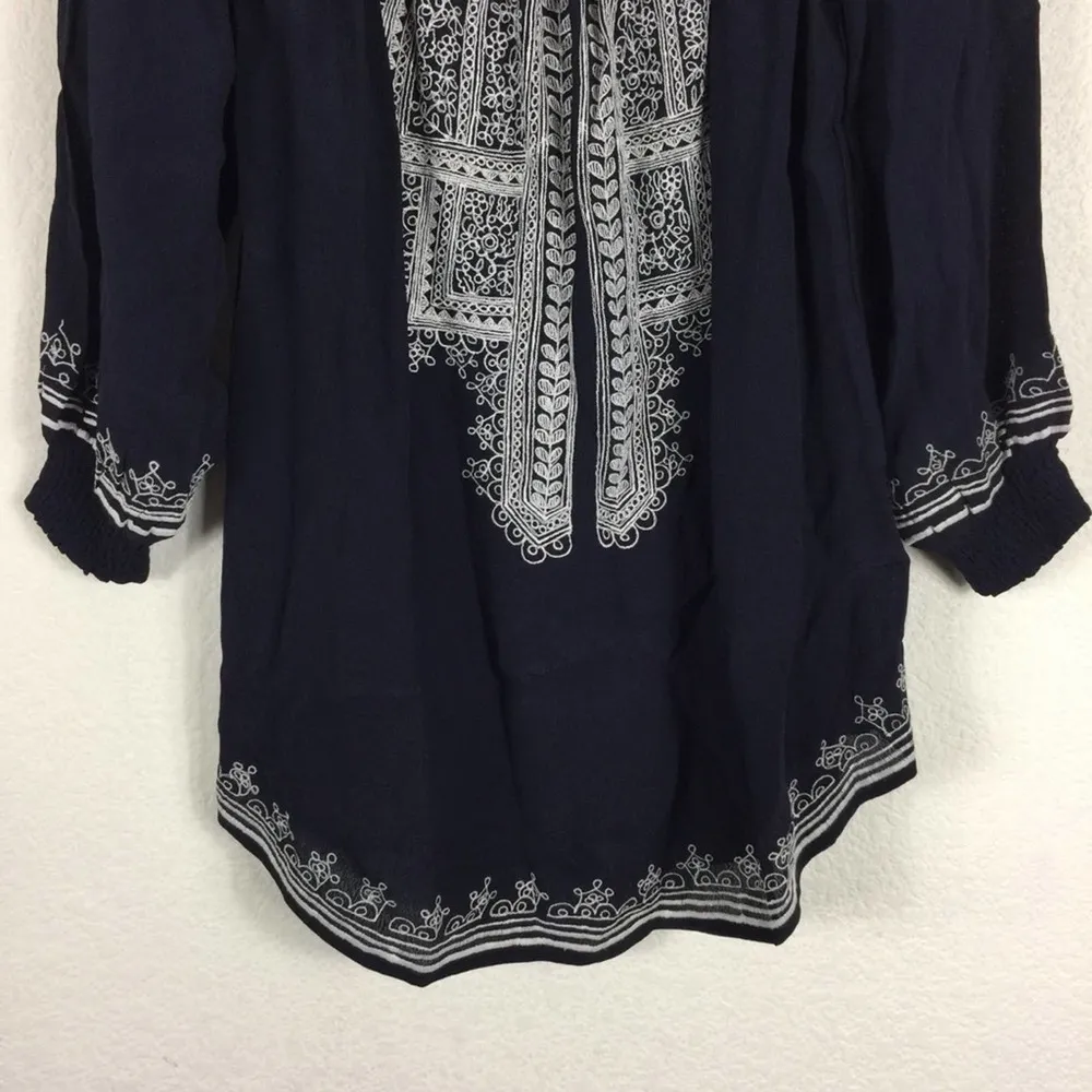 Tularosa Revolve Jacqueline Navy Embroidered Off Shoulder Tunic Mini Dress XS - Image 8