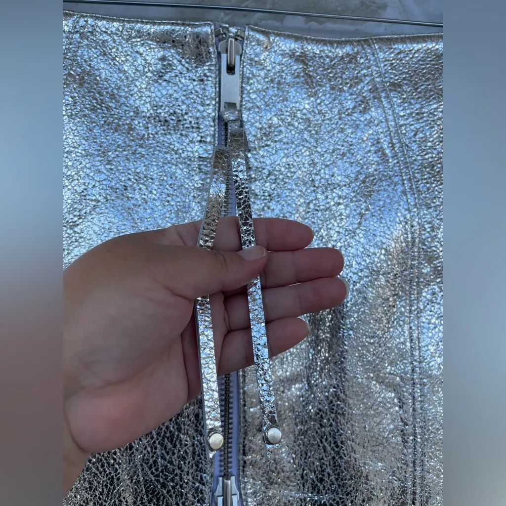 RETROFETE SILVER Liza Leather Skirt SIZE XS - Image 6