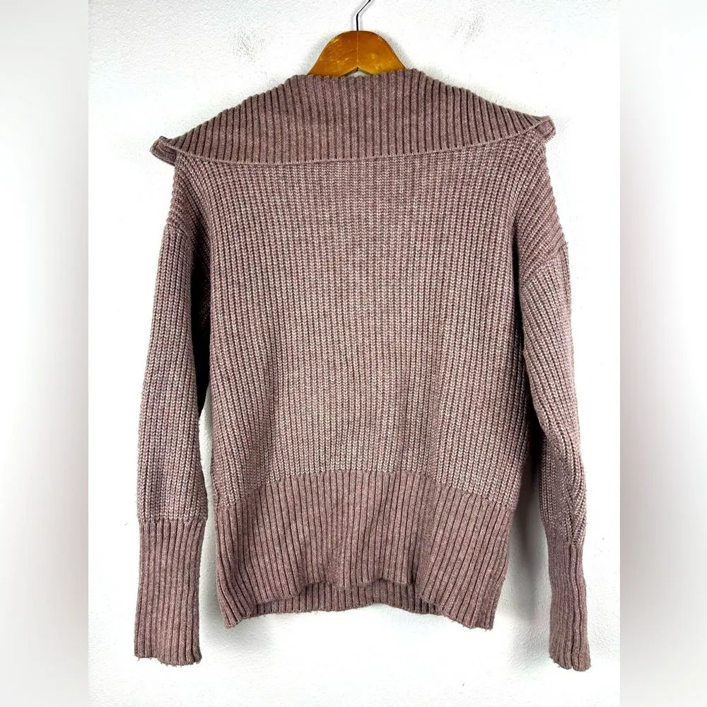 Cupcakes and Cashmere small Quarter Zip Mauve Pullover Folded Collar Sweater Purple - Image 5