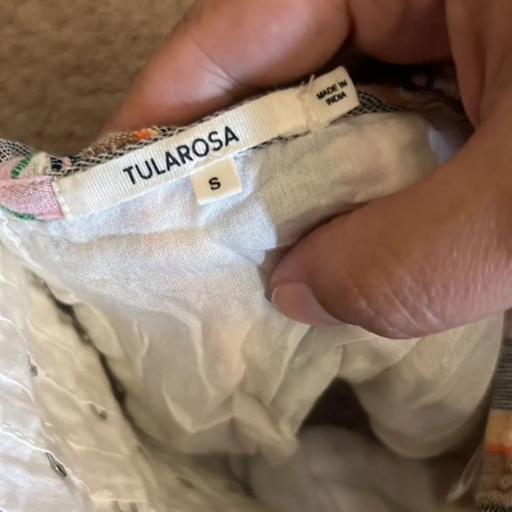 Tularosa Penelope Multi Striped Printed Cropped Top Ruffle Beach S - Image 12