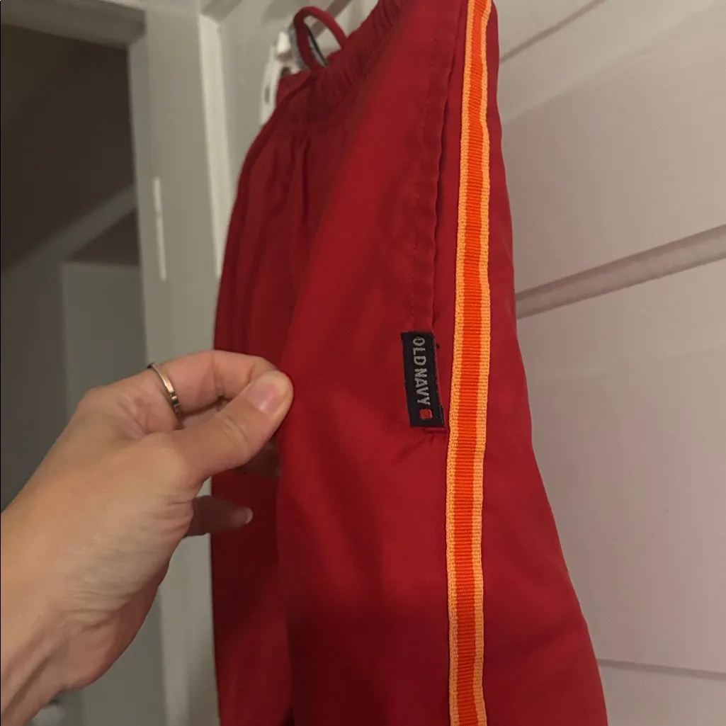 Y2K Old Navy Red Track Pants with Orange Stripes - Image 3
