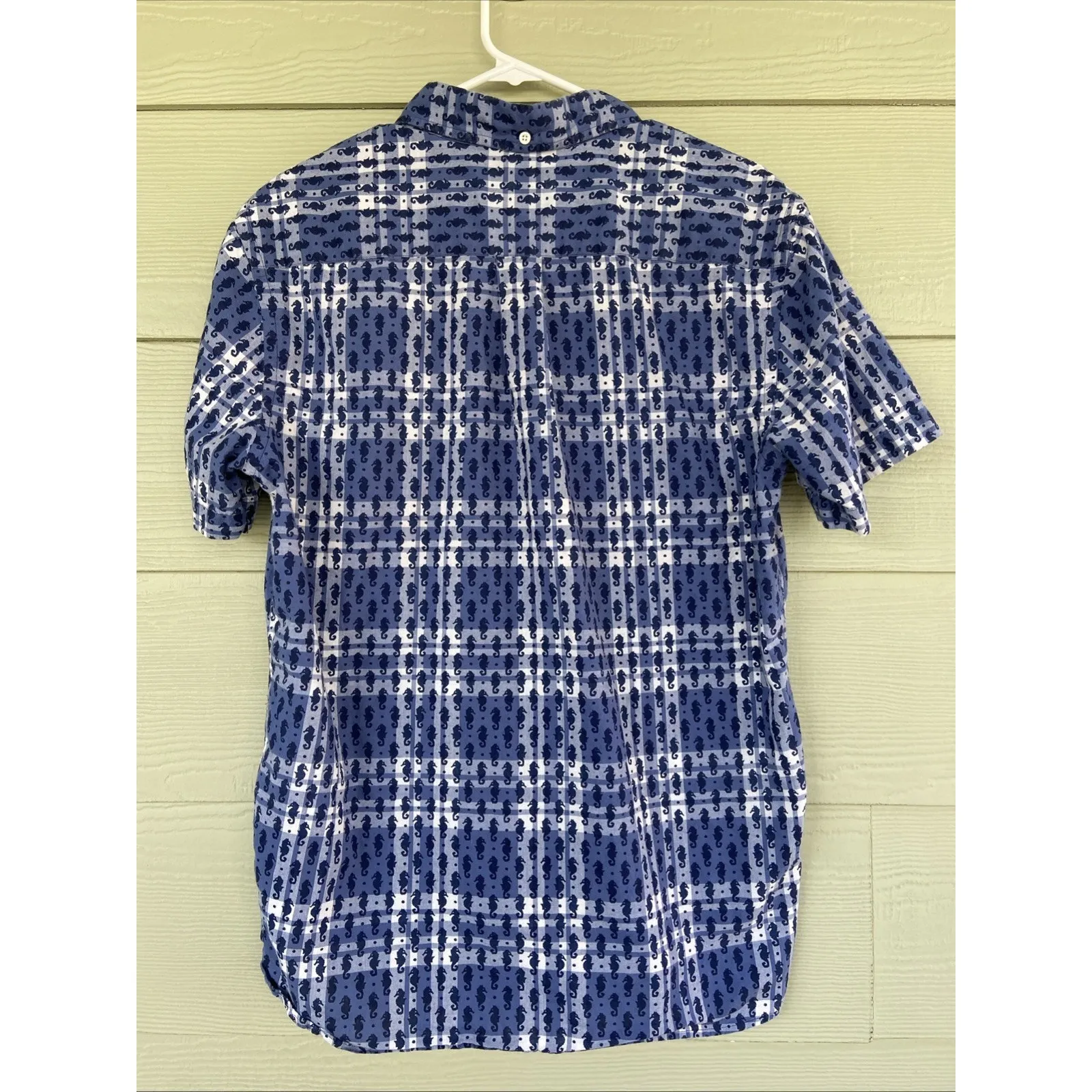 Brooks Brothers Blue Plaid Seahorse Sea Beach‎ Popover Shirt Blouse Womens Large - Image 4