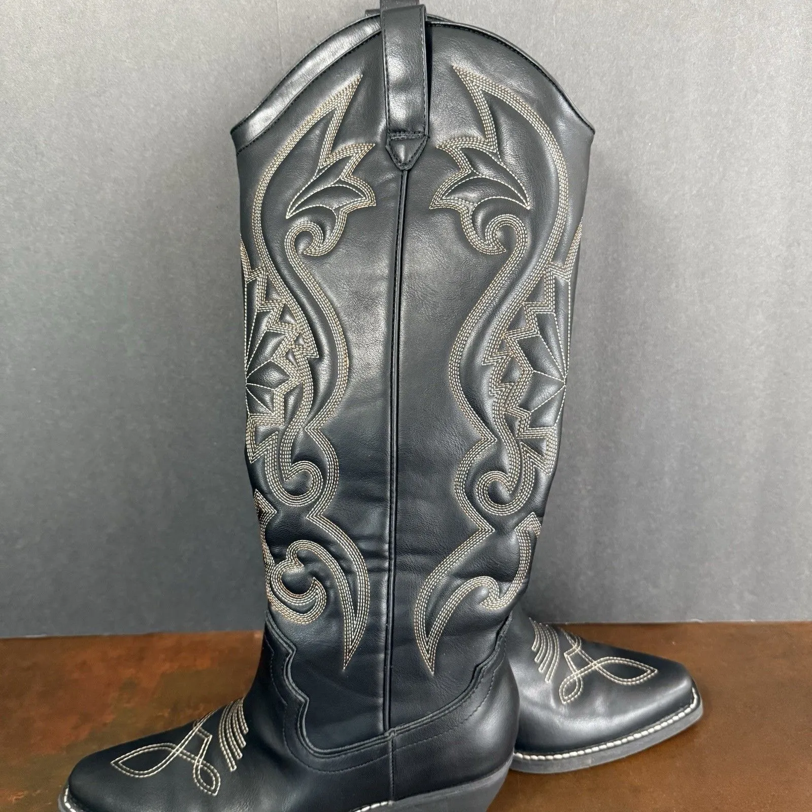 Wild Fabel Kenzi Brown Women's Tall Western Fun Rustic Dress Boots size 6.5 Edgy - Image 3