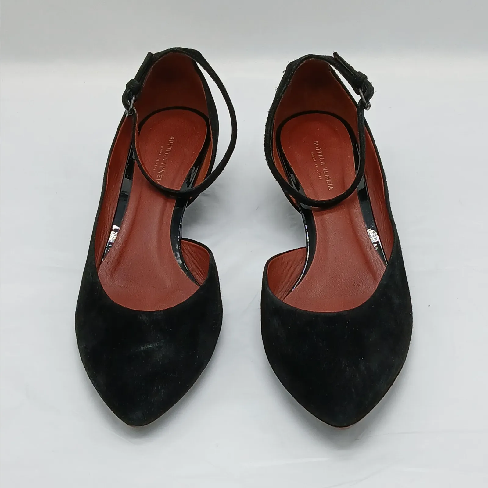 Bottega Veneta Italian Suede Shoes Womens 37.5 (US 7.5) Black Wedge Heel Casual - Image 2