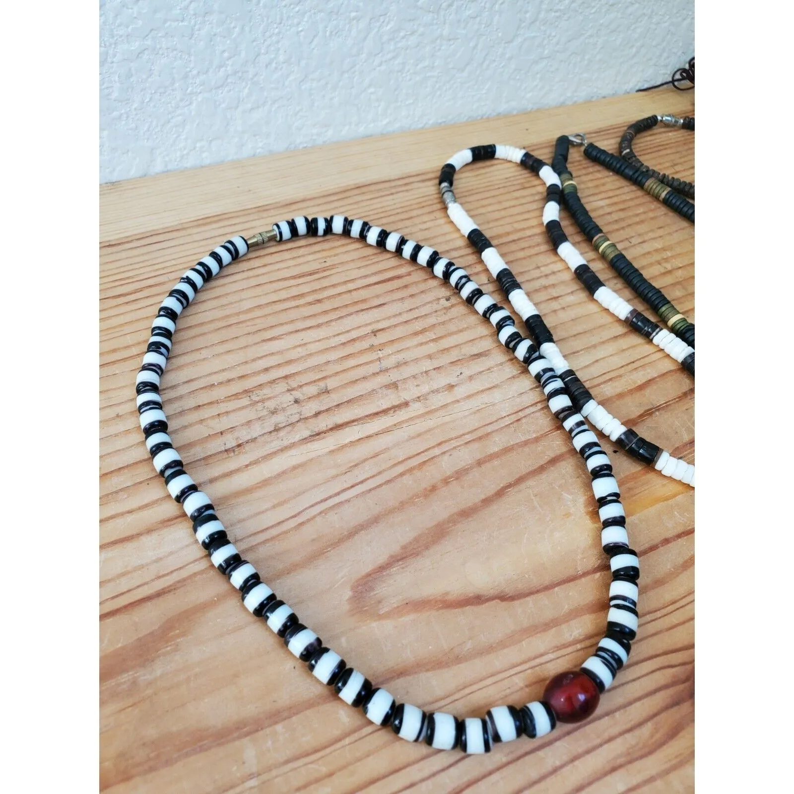 5x Boho Necklace Set Ethnic Natural Materials Wood Glass Shell Prayer Beads - Image 6