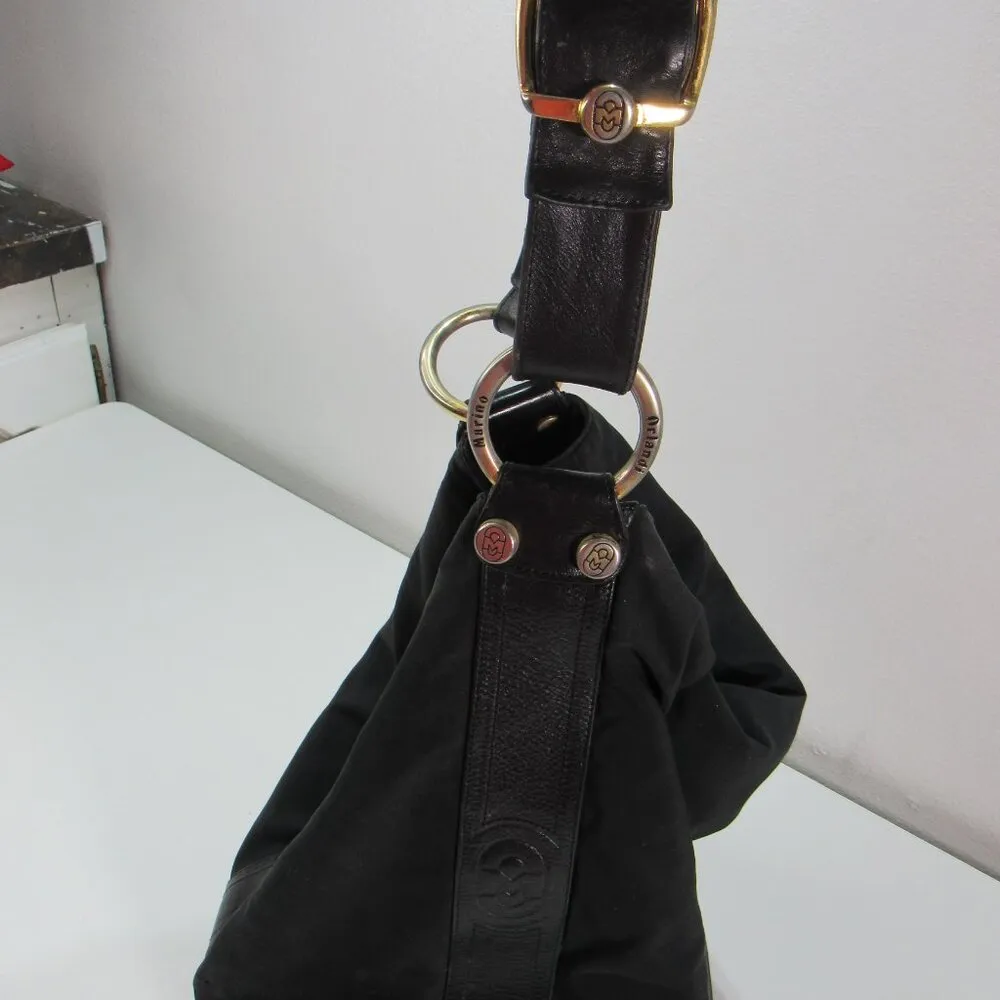 Marino Orlandi Shoulder Sling Bucket Bag Black Italian Leather Boho Y2K Grunge - Image 5
