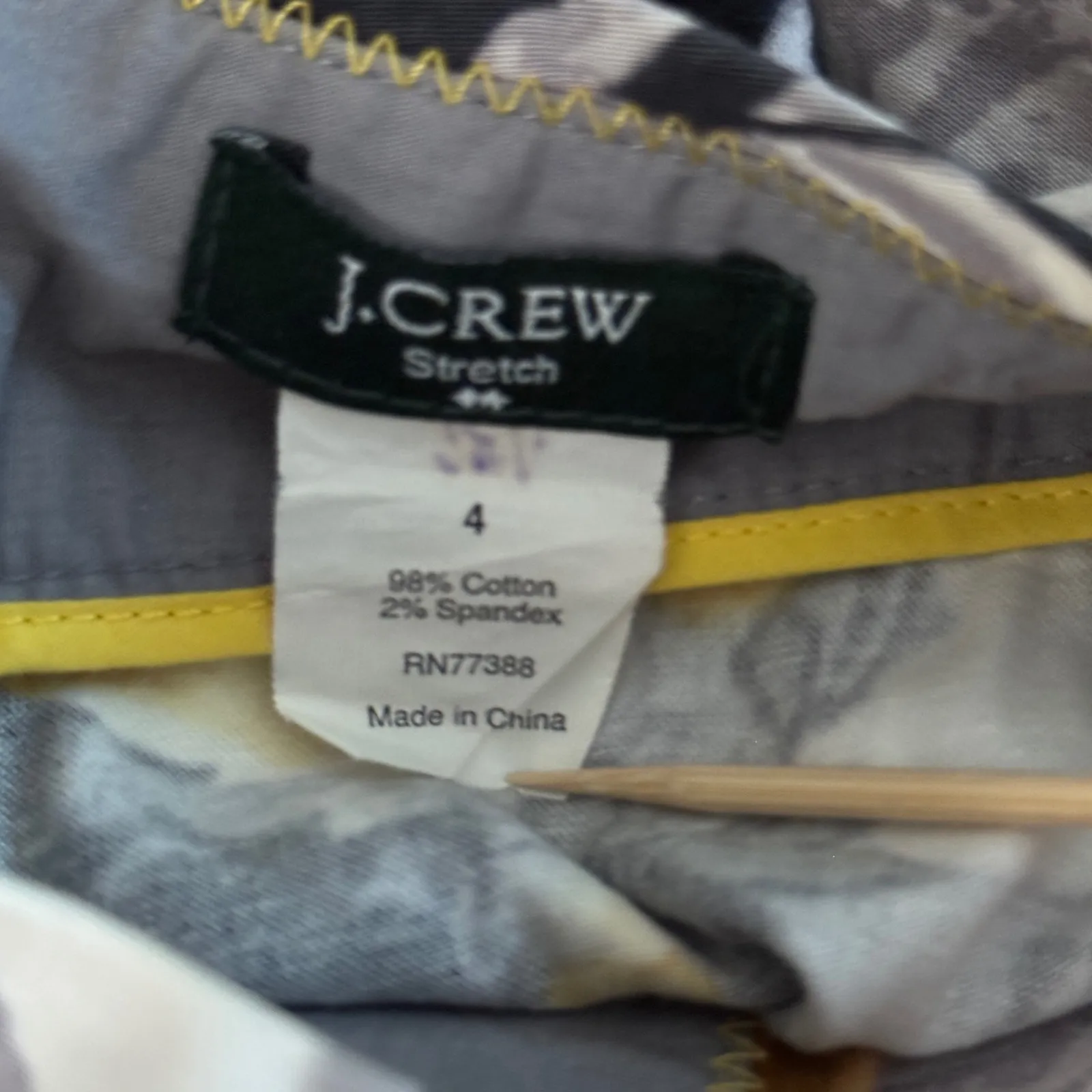 J.Crew‎ Skirt Floral Print Stretch Cotton Blend Career Casual Yellow Gray Size 4 - Image 6