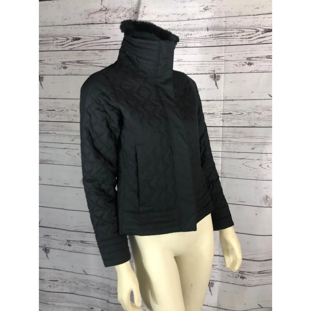 Marmot “St Moritz” Black Quilted Puffer Coat with faux Fur Collar size small - Image 3