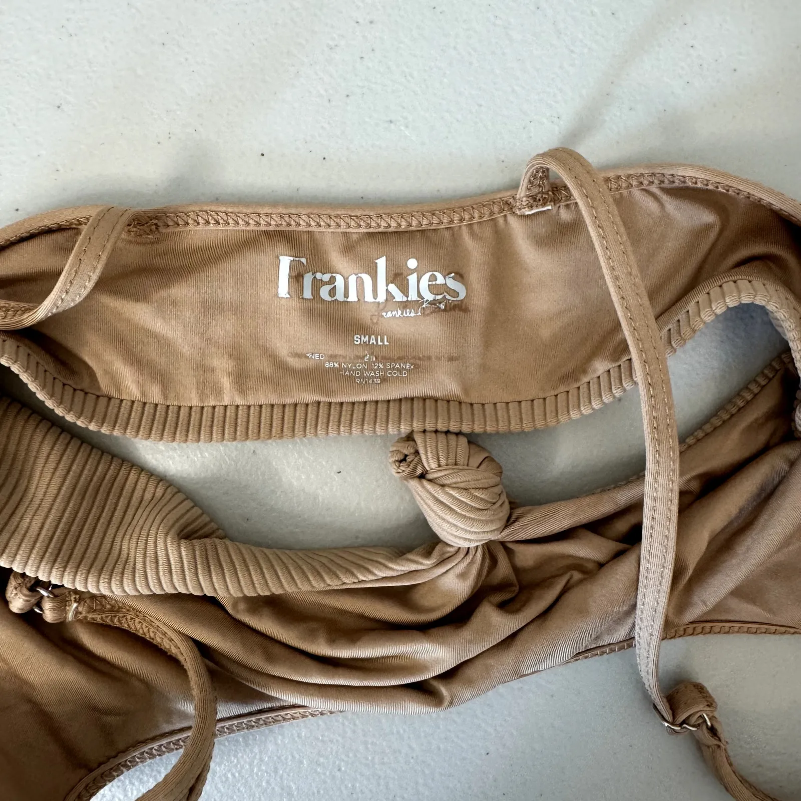 Frankie's Bikinis Beige Tan Greer Bikini Top Size Small - Image 3