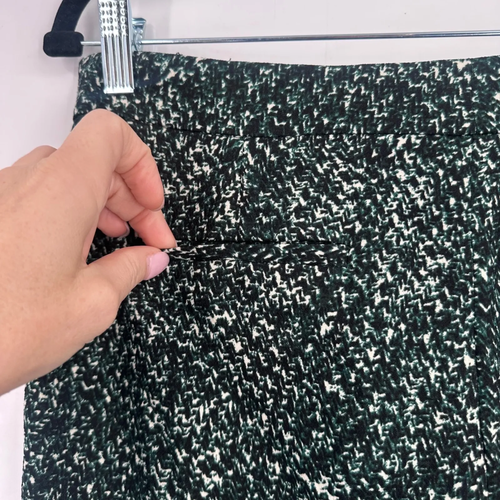 ZARA Green Black White‎ Textured Ankle Pants Women's M Office Career Workwear - Image 8