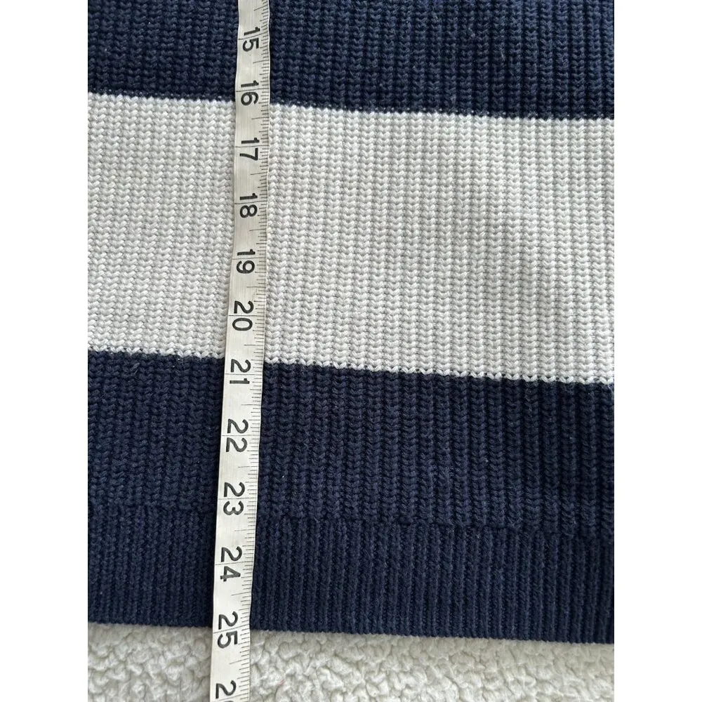 J Crew Navy White Striped Crew Neck Long Sleeve Cotton & Cashmere Sweater Size L Size L - Image 8
