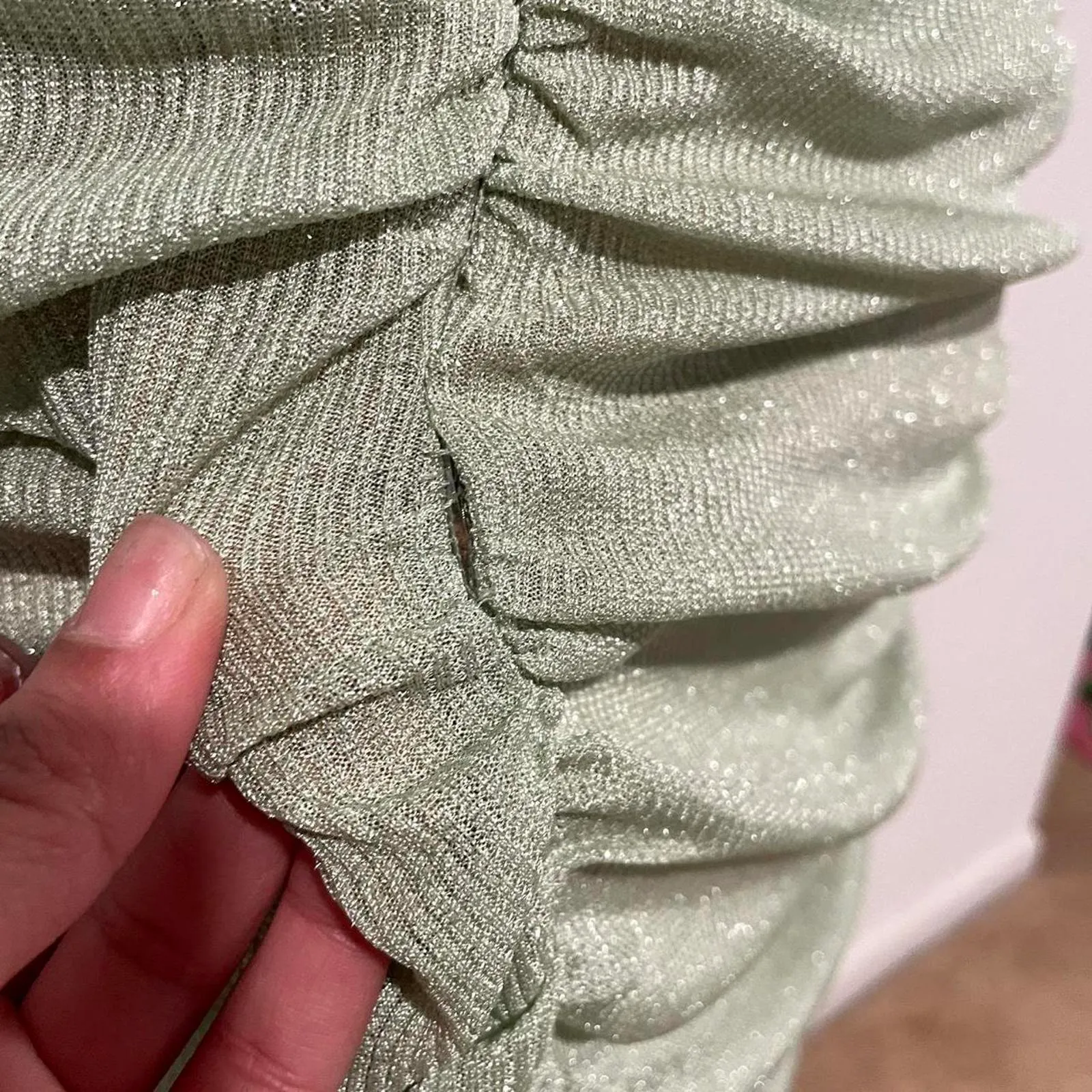 Michael Costello x REVOLVE Lulu Midi sparkly Dress in Mint. $268. size L - Image 6