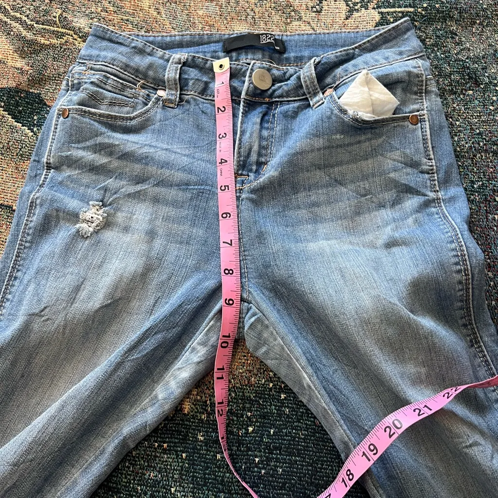 1822 Denim Mid Rise Distressed Skinny Jeans Medium Wash Stretch Denim Women’s 0 - Image 12