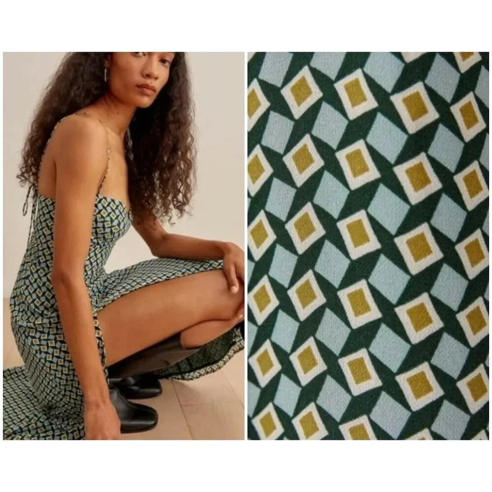 💕REFORMATION💕 Juliette Dress ~ Mosaic Multi-Color Geometric Print 4 NWOT - Image 2