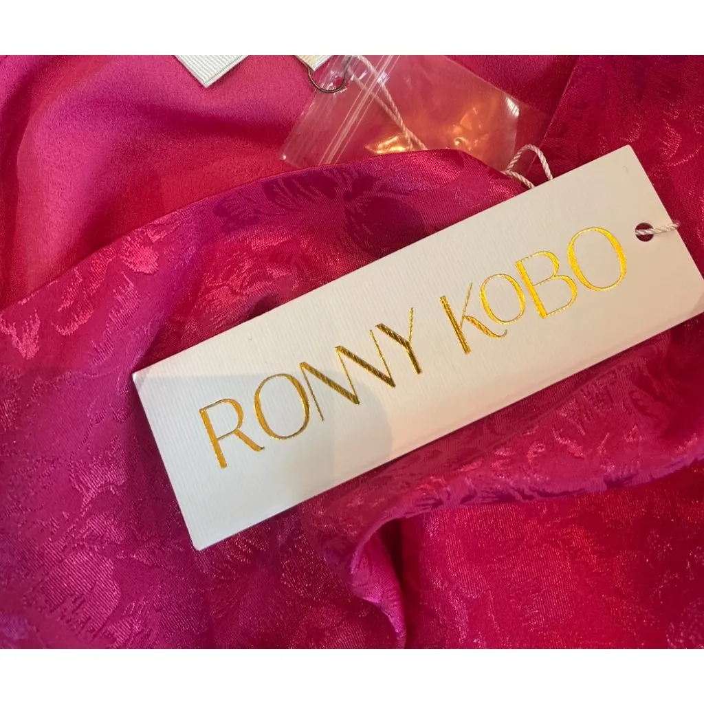 Ronny Kobo Nadia One Shoulder Mini Dress Pink Womens Size Medium - Image 7