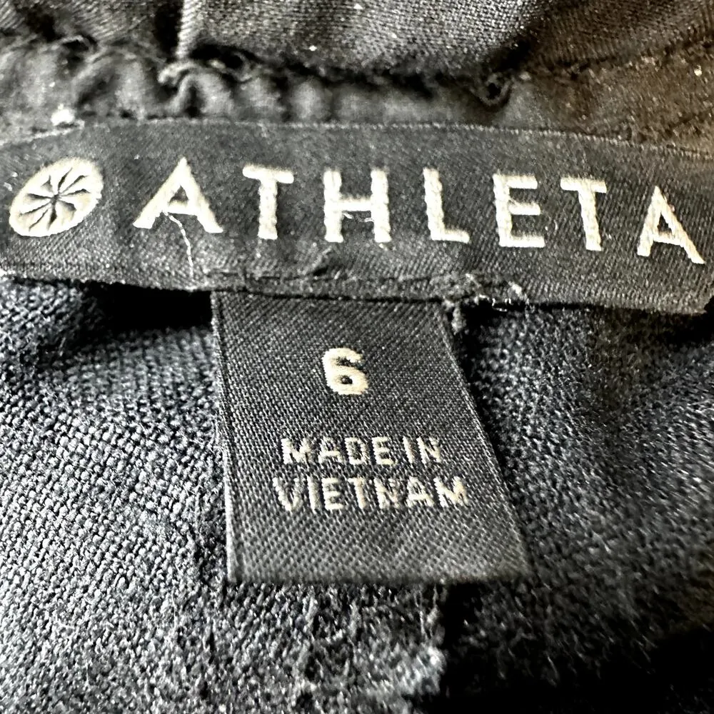 Athleta Cabo Linen Jogger Pants Drawstring High Rise Zip Pockets Black 6 - Image 3