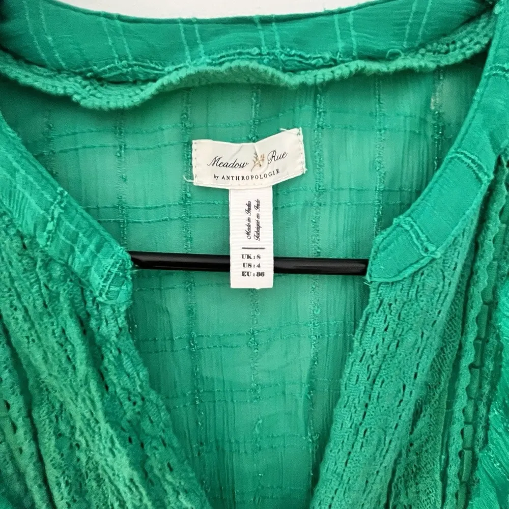 Anthropologie Meadow Rue Canal Ruffled Shirtdress Size Small / 4 Green - Image 3