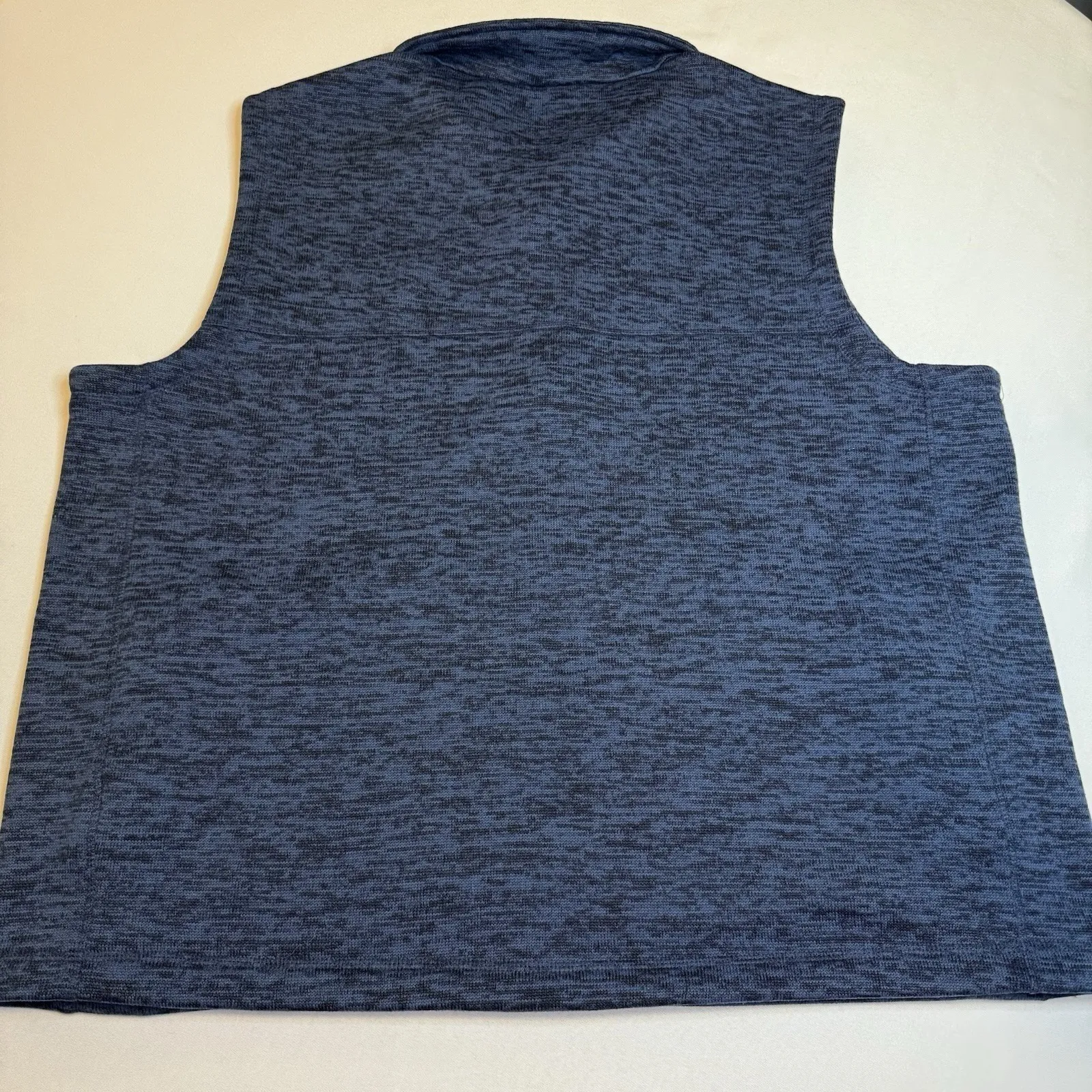 Lands End Vest Sleeveless Jacket Knit Mens Zip Up Navy Blue Trendy Pockets 2XL # - Image 3