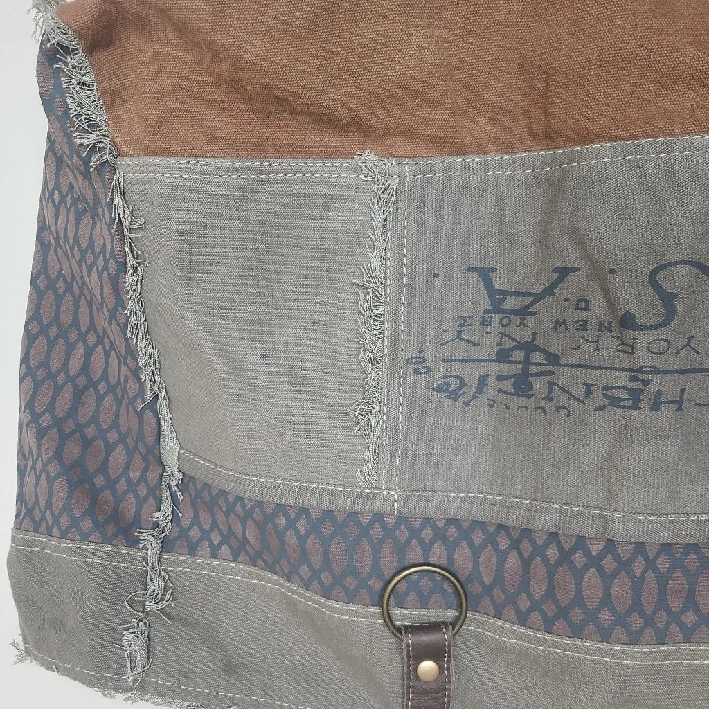 Myra Beehive Print Canvas‎ Handmade Large Weekender Bag Tote Boho Green - Image 3