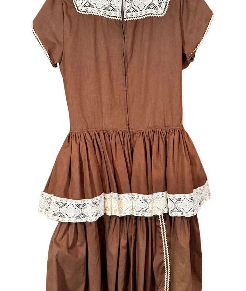 Kate Schorer Vintage 60s 70s Brown Polka Dot Swing Dress Kate Schorer Western M Size M - Image 3